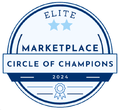 The elite marketplace circle of champions logo for 2024