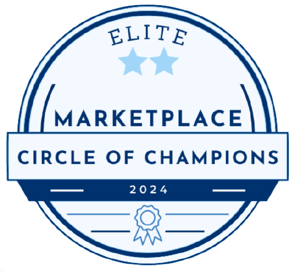 The elite marketplace circle of champions logo for 2024