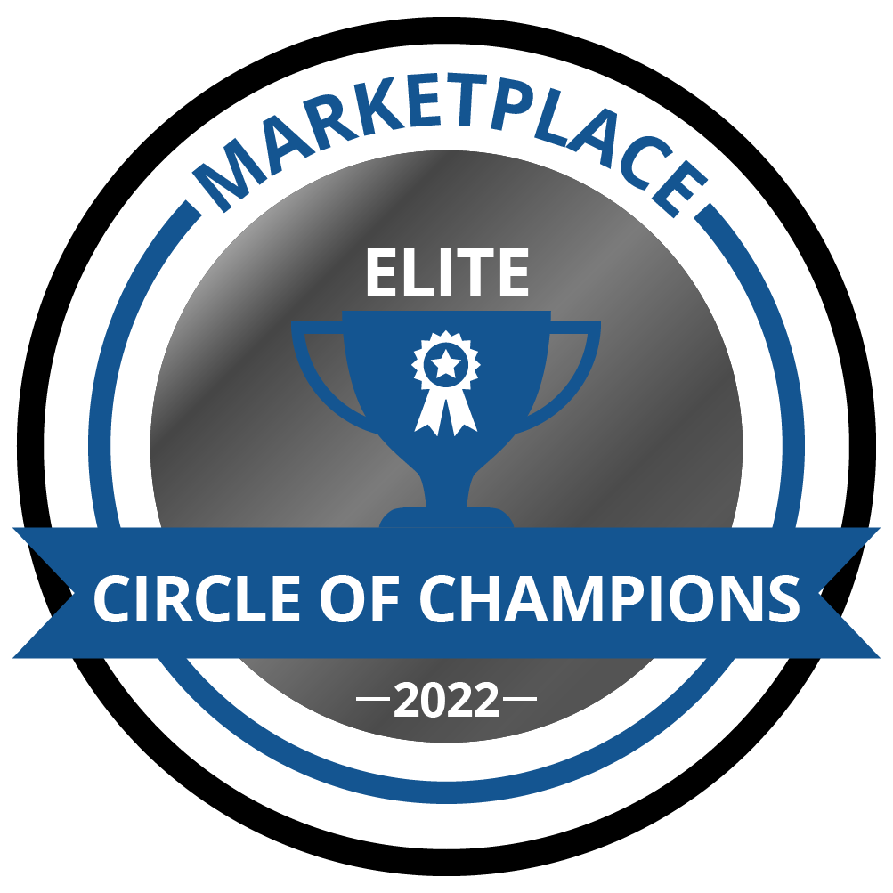 A logo for the marketplace elite circle of champions.