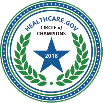 The logo for the healthcare gov circle of champions in 2018.