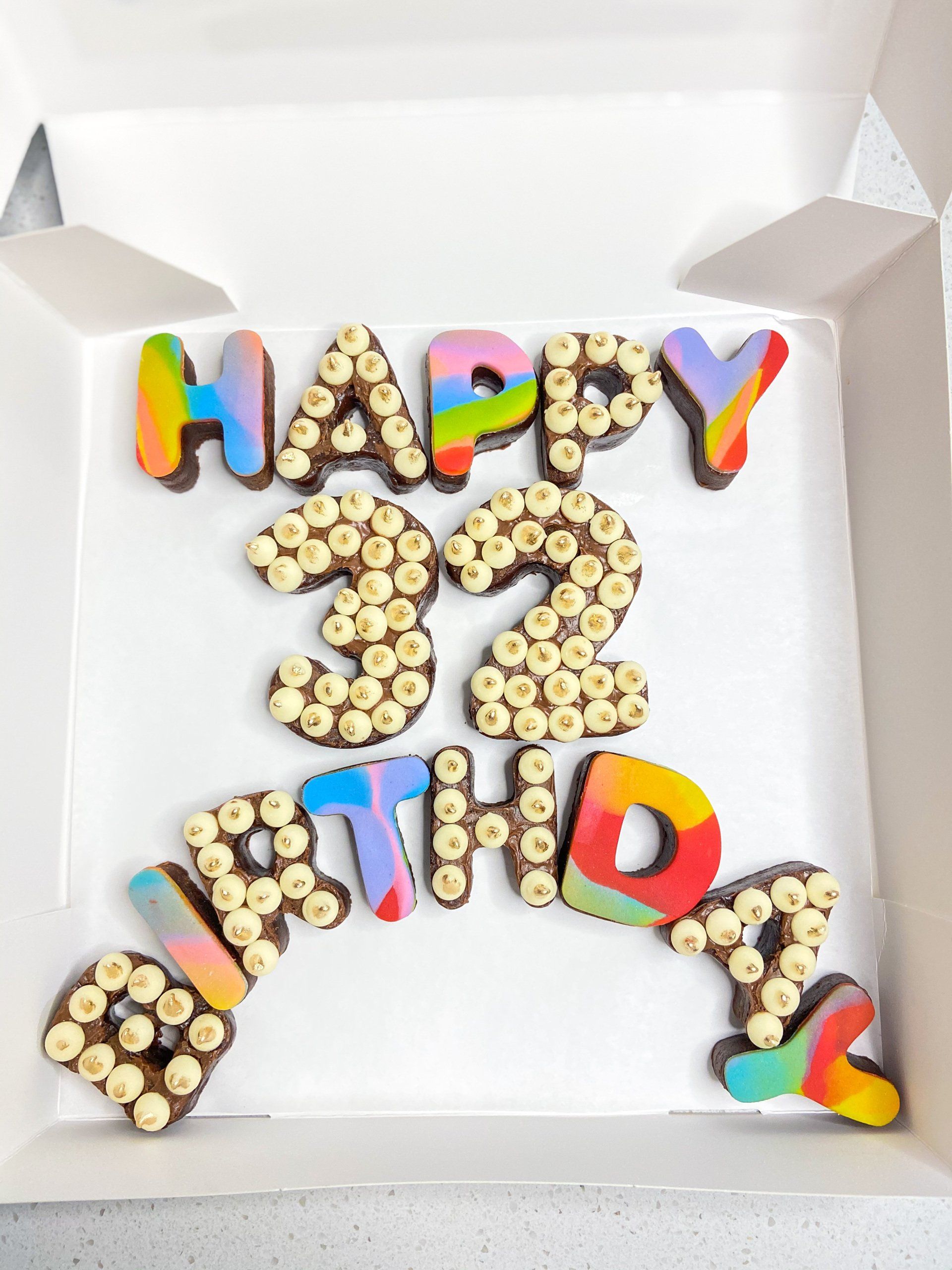 A box that has the number 32 on it