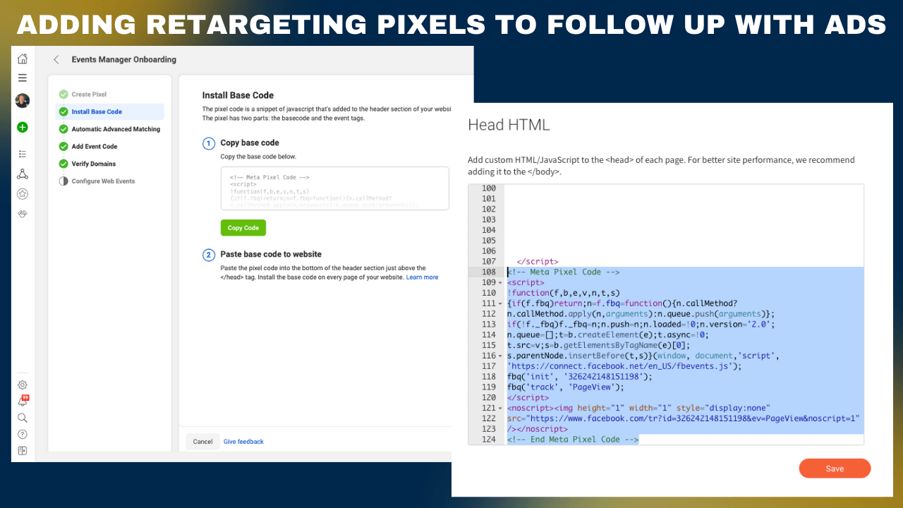 Adding retargeting pixels to follow up with ads