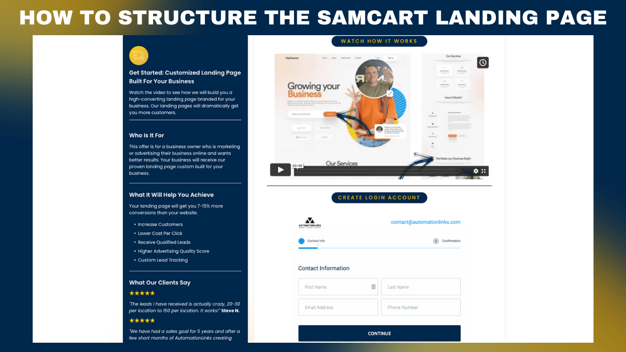How to structure the SamCart landing page