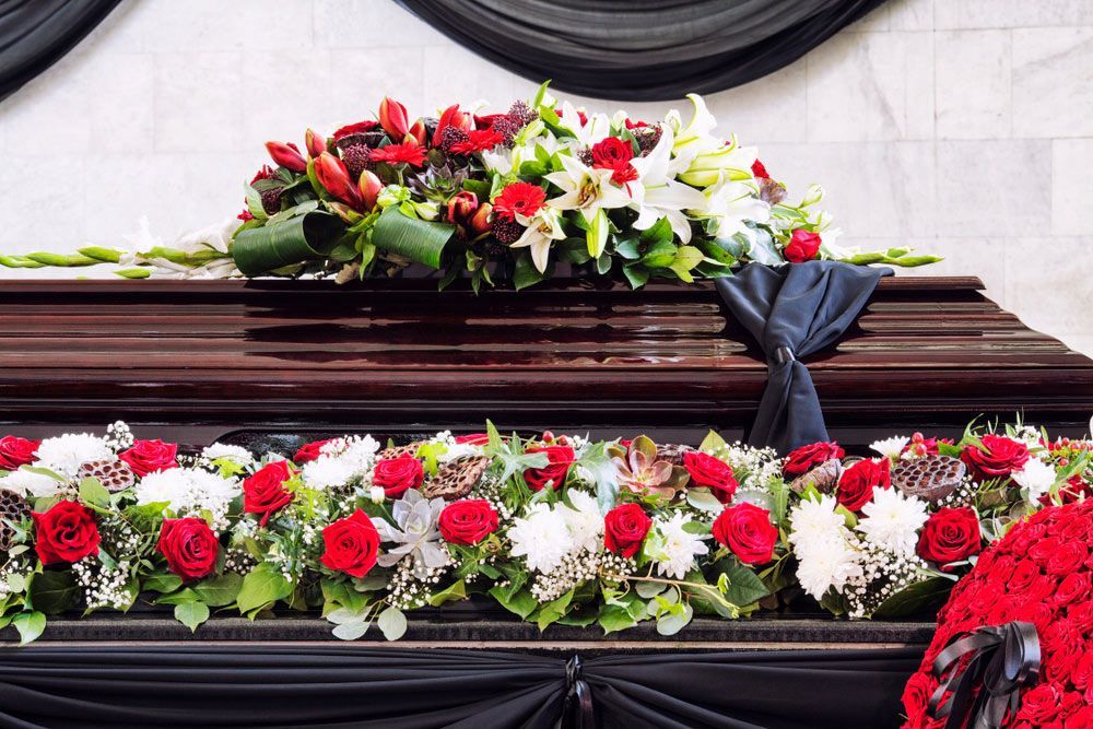 Funeral Service with Flower Arrangements