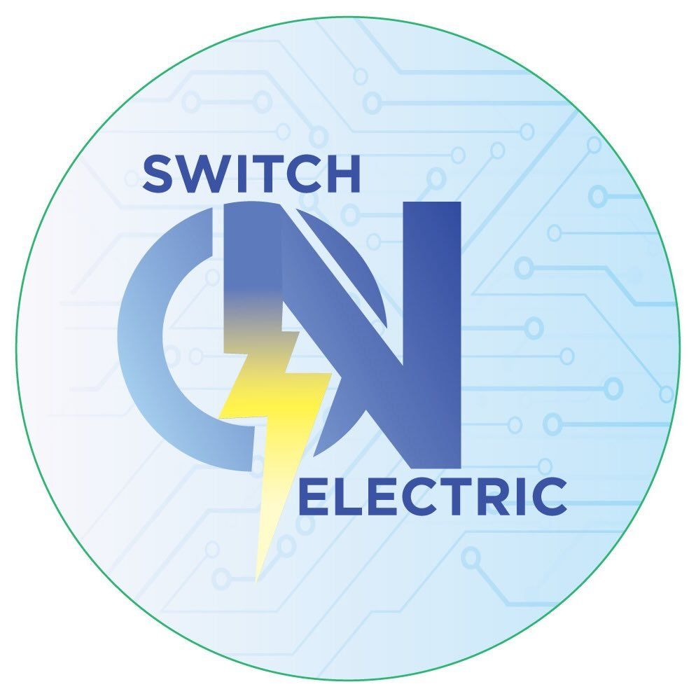 Logo: "Switch ON Electric" text with a lightning bolt, blue and yellow, in a circle.