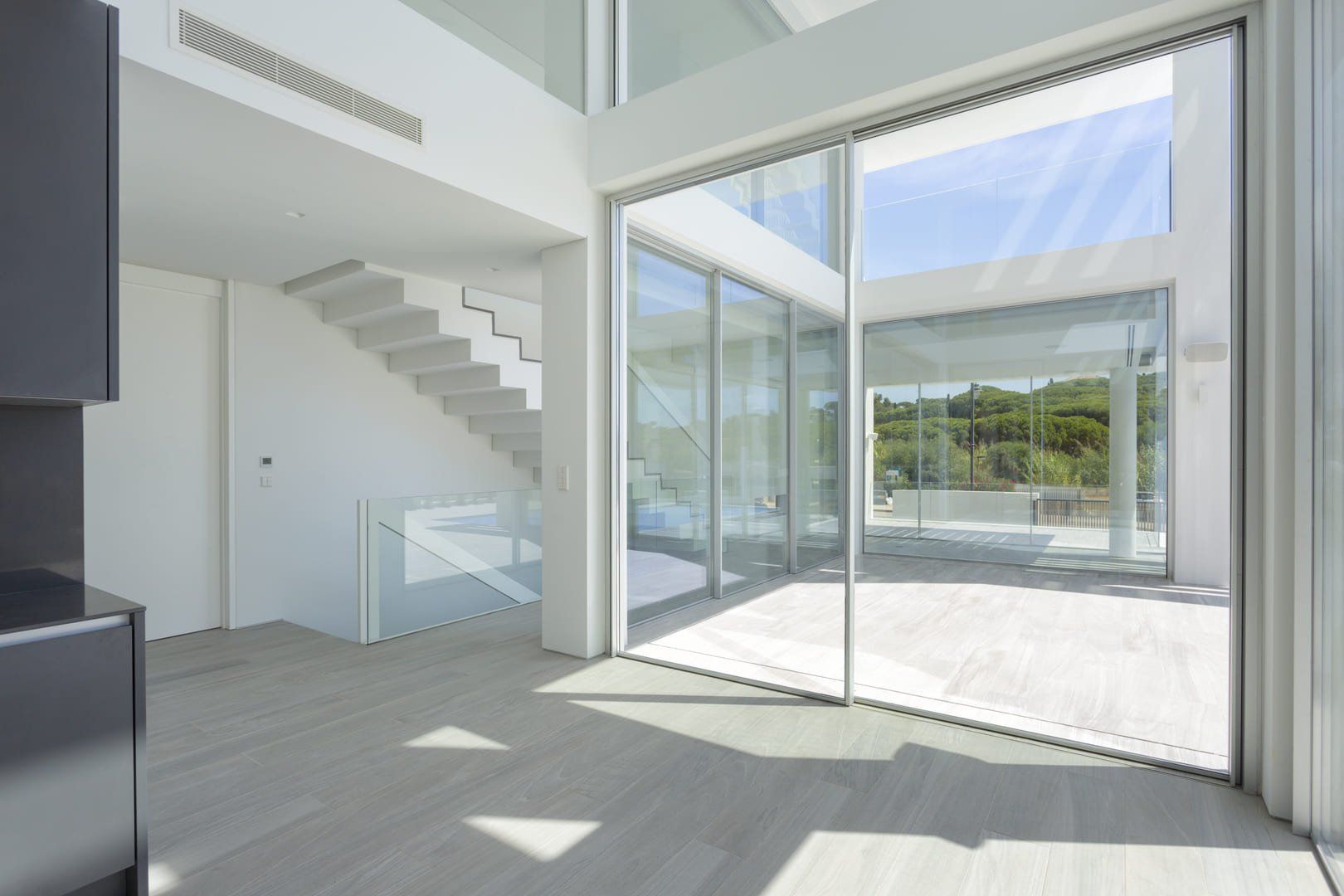 Modern house with an elegant design and minimalist frame windows