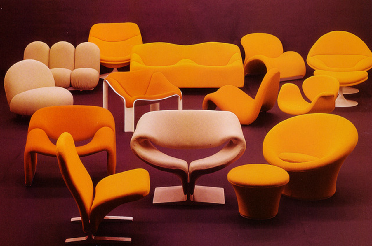 Promotional Image for Artifort showing several designed by Pierre Paulin. Photo: Paulin Archives