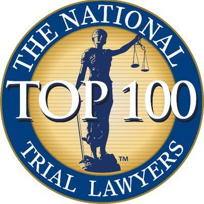 A logo for the national top 100 trial lawyers