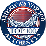 A logo for america 's top 100 attorneys with an eagle on it.