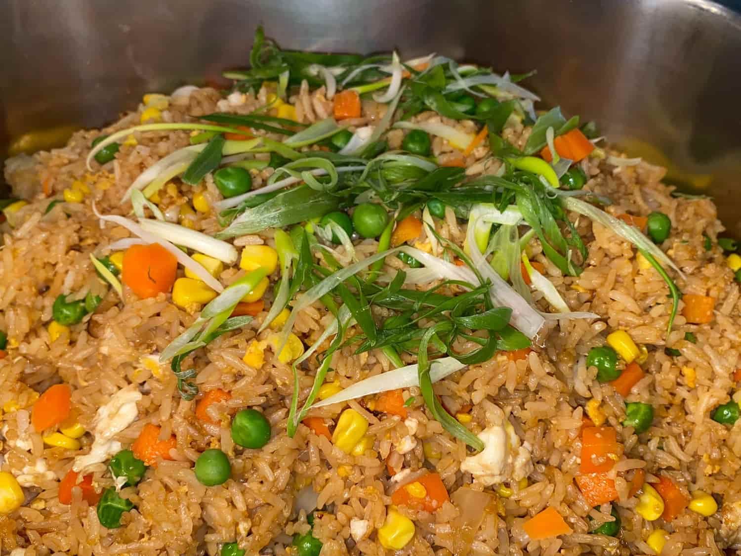 a Close Up of a Pan of Fried Rice With Vegetables — Thai Satay Hut In Lismore, NSW