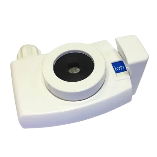 White ION camera device with a circular lens and blue logo.