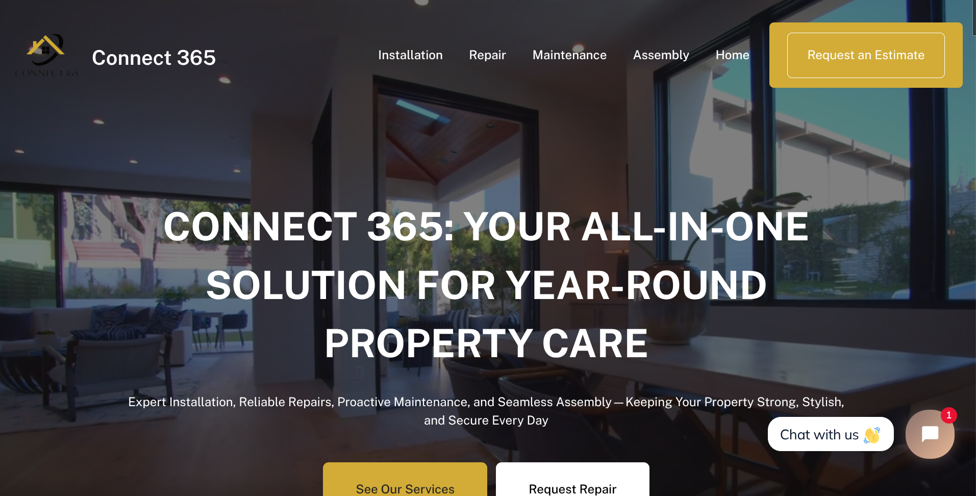 A screenshot of a website that says connect 365 : your all-in-one solution for year-round property care.