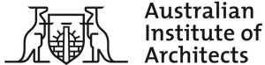 Australian Institute of Architects logo with stylized columns and text in black and gray
