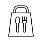 Un sac de courses avec une fourchette et une cuillère dessus.