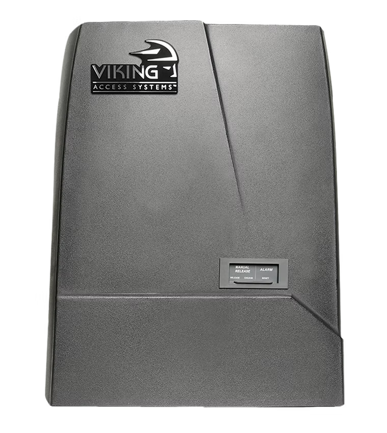 A black viking access system is shown on a white background