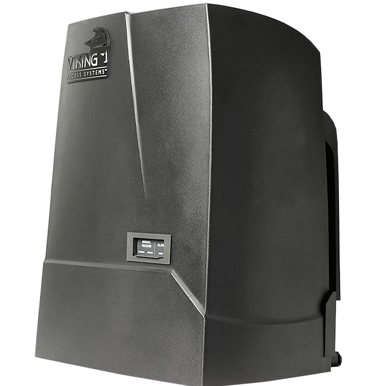 A black viking access system is shown on a white background