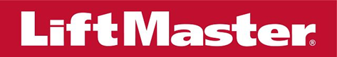 A red sign that says lift master in white letters