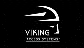 A viking access systems logo on a black background