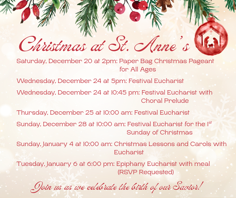 Christmas at St. Anne's schedule