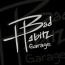 The logo for "Bad Habitz Garage" in white stylized text against a black background.