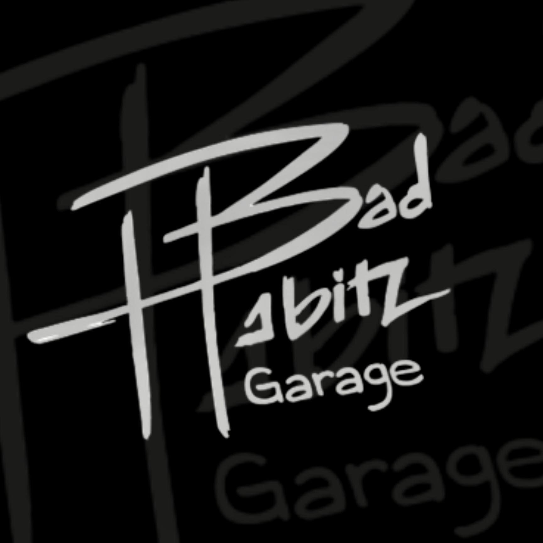 The logo for "Bad Habitz Garage" in white stylized text against a black background.