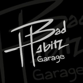 The logo for "Bad Habitz Garage" in white stylized text against a black background.