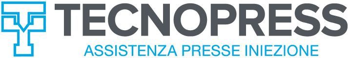 Logo di Tecnopress Srl con illustrazione di una macchina bianca su sfondo verde acqua.