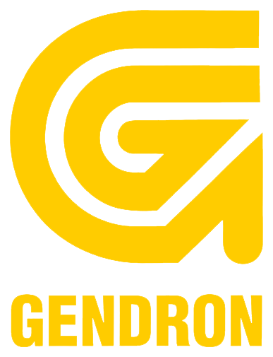 A yellow logo that says gendron on it