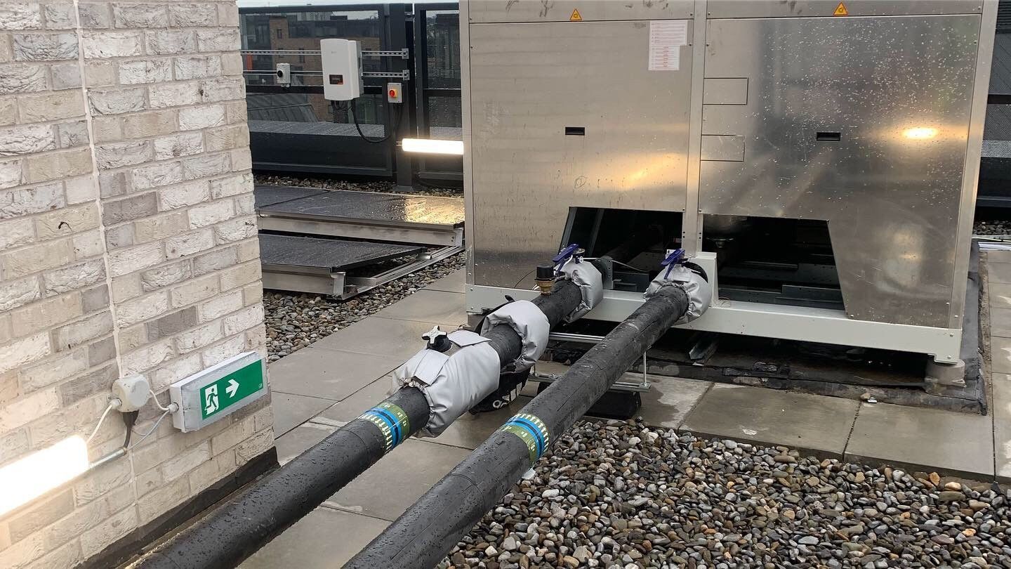 Oponal installed on external pipework to roof top AHU 