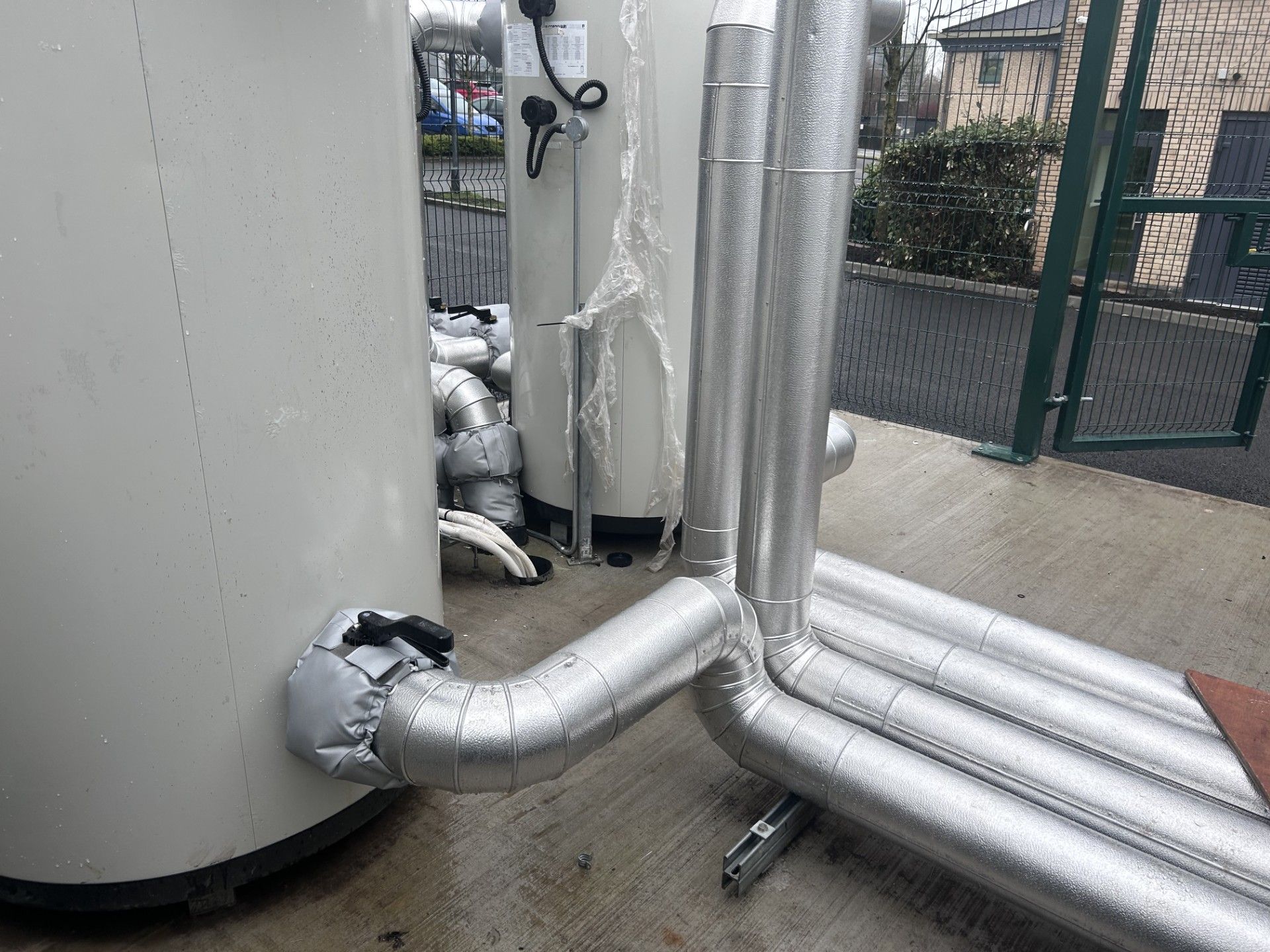 external pipework for building heating fully insulated and cladding supplied by Lagforce