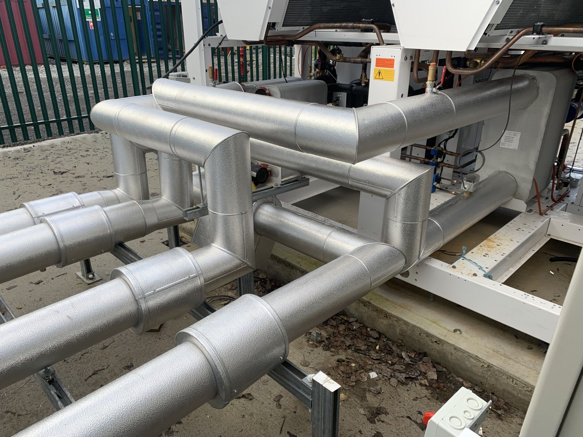 external pipework for a chiller fully insulated and cladding supplied by Lagforce