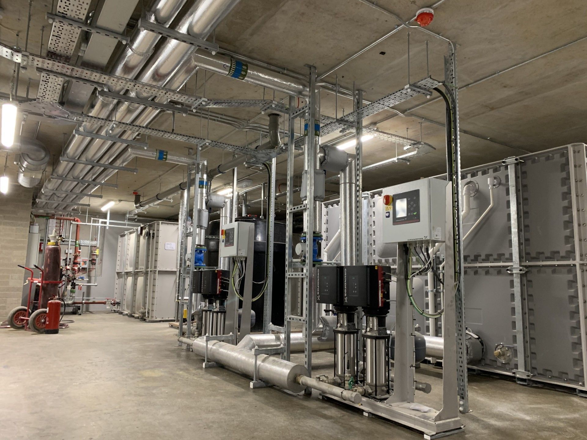 plant room pipework and valves insulated with phenolic insulation 