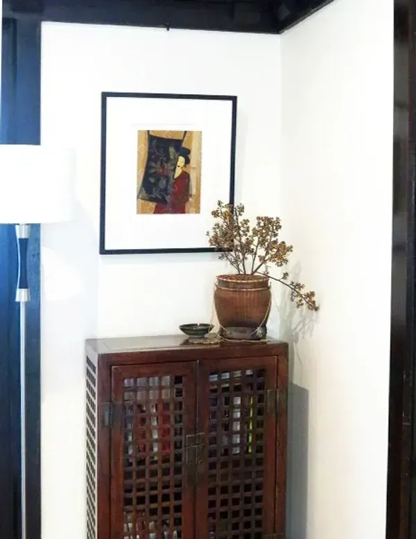 Original textile artwork in black box frame — Northern Beaches, NSW — Framing on a Budget