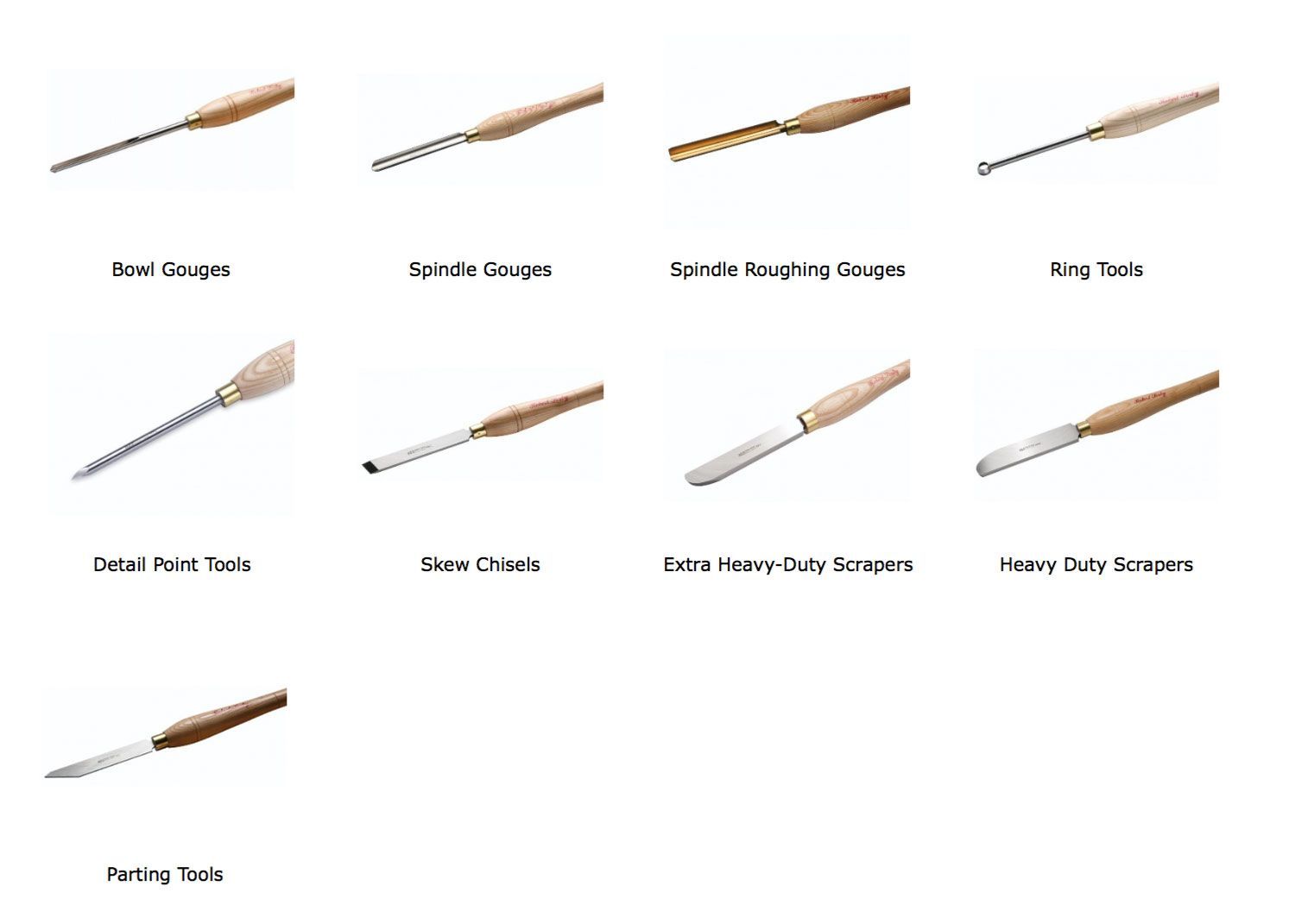 There are many different types of chisels with wooden handles.