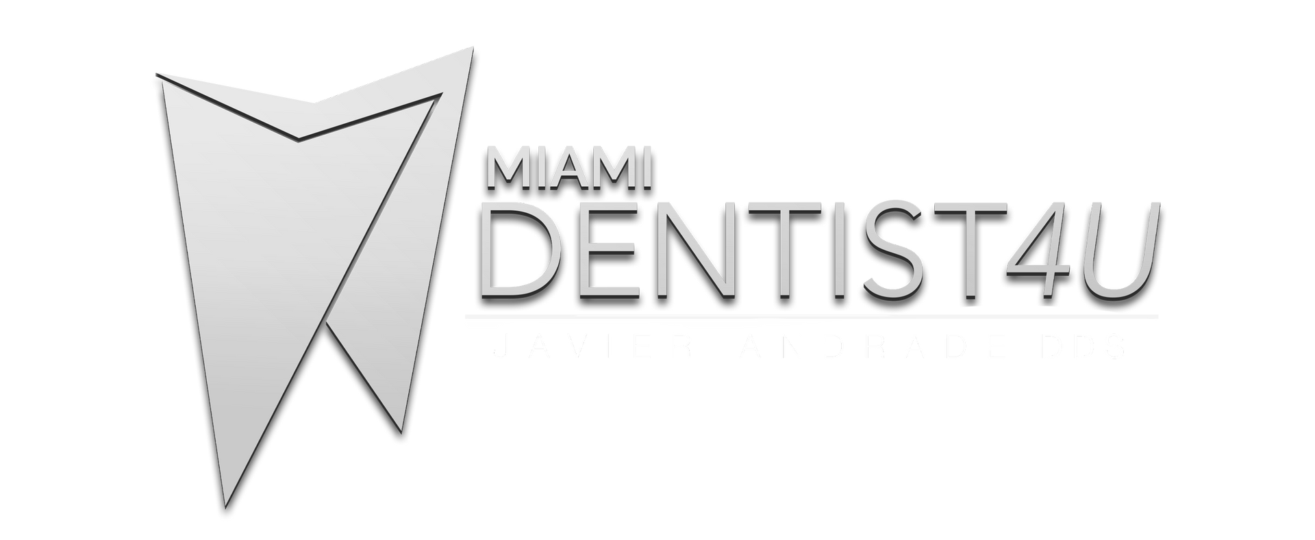 A logo for miami dentist4u with a tooth on it