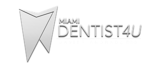 A logo for miami dentist4u with a tooth on it