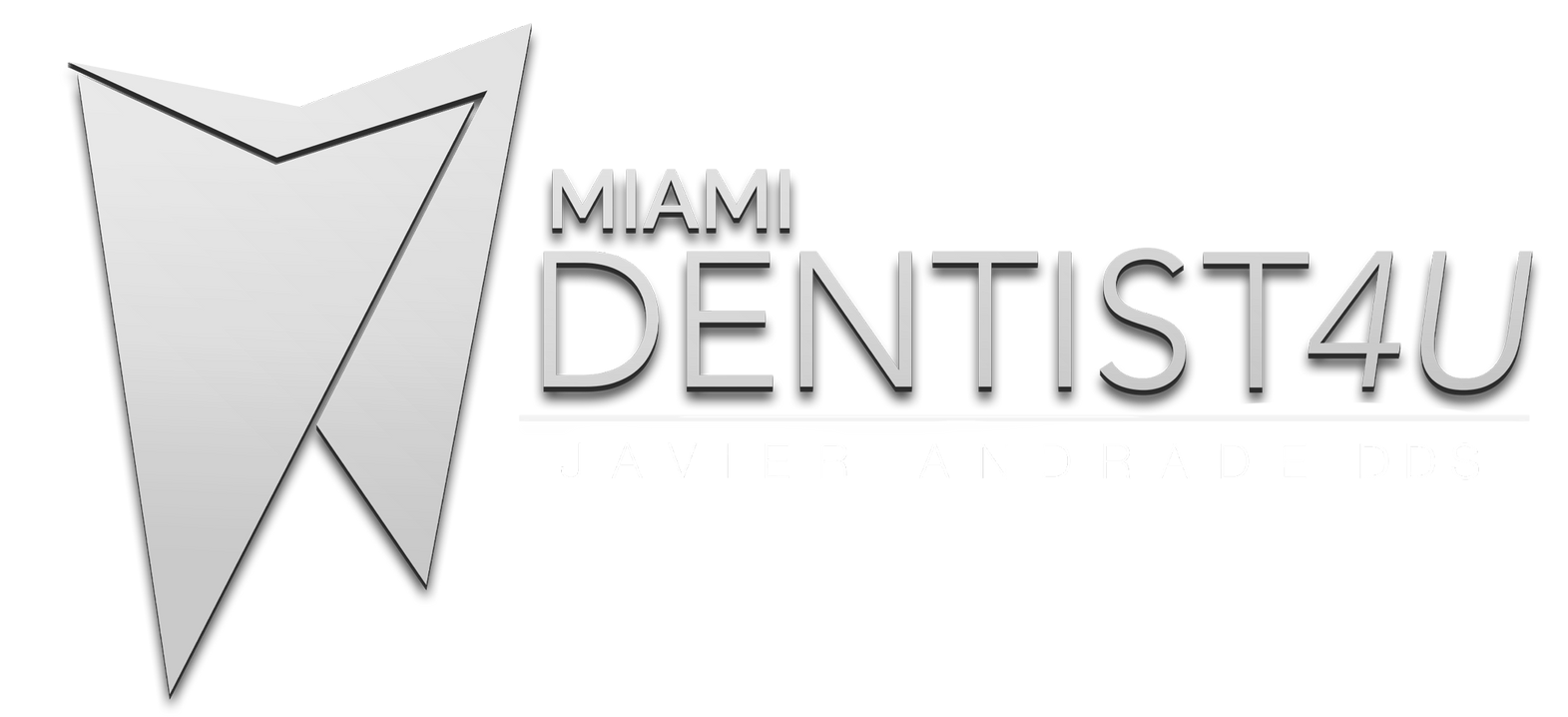 A logo for miami dentist4u with a tooth on it