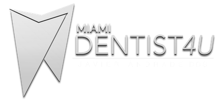 A logo for miami dentist4u with a tooth on it