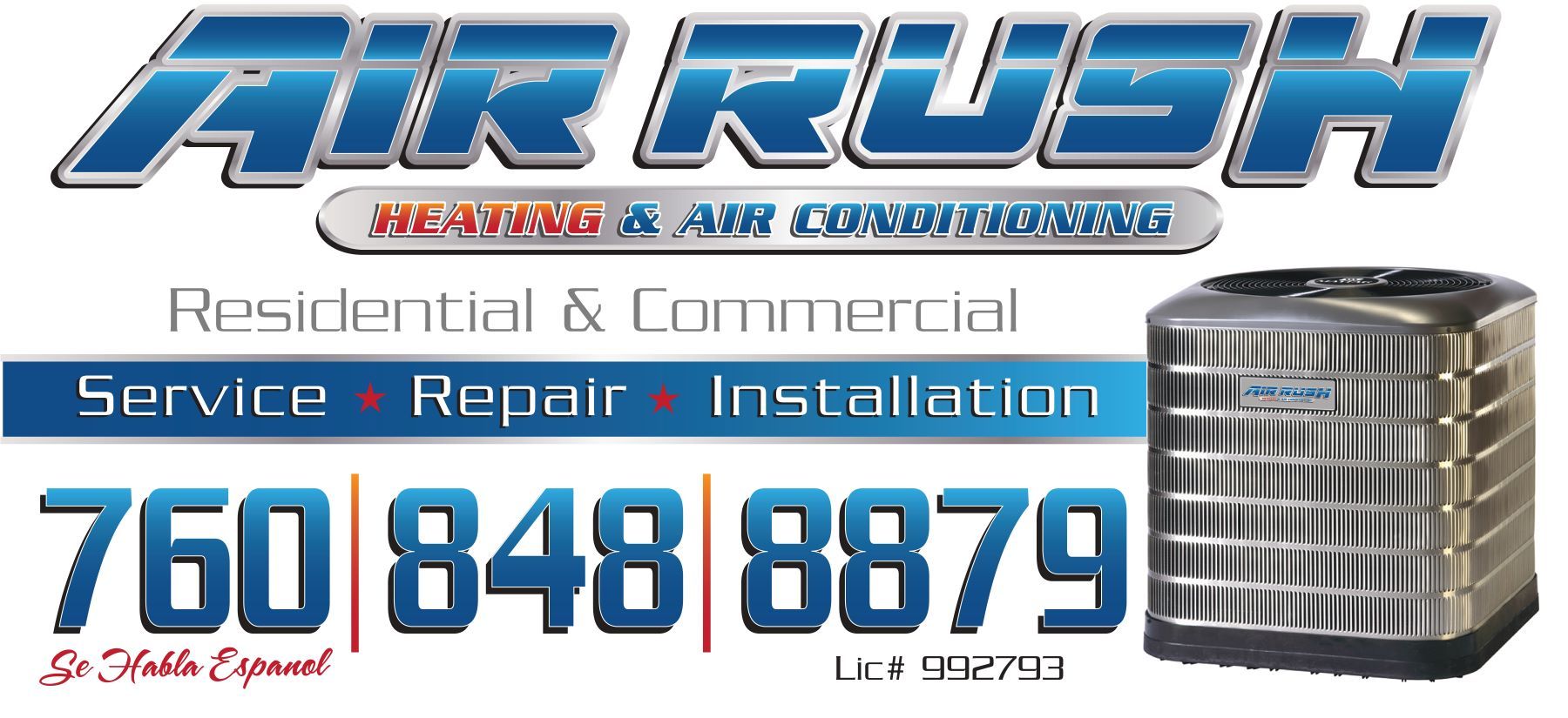 A logo for air rush heating and air conditioning