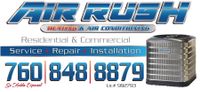 A logo for air rush heating and air conditioning