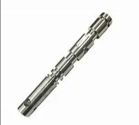 A close up of a metal shaft on a white background.