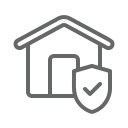 A house with a shield and a check mark on it.