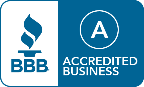 Better Business Bureau blue and white logo with the text