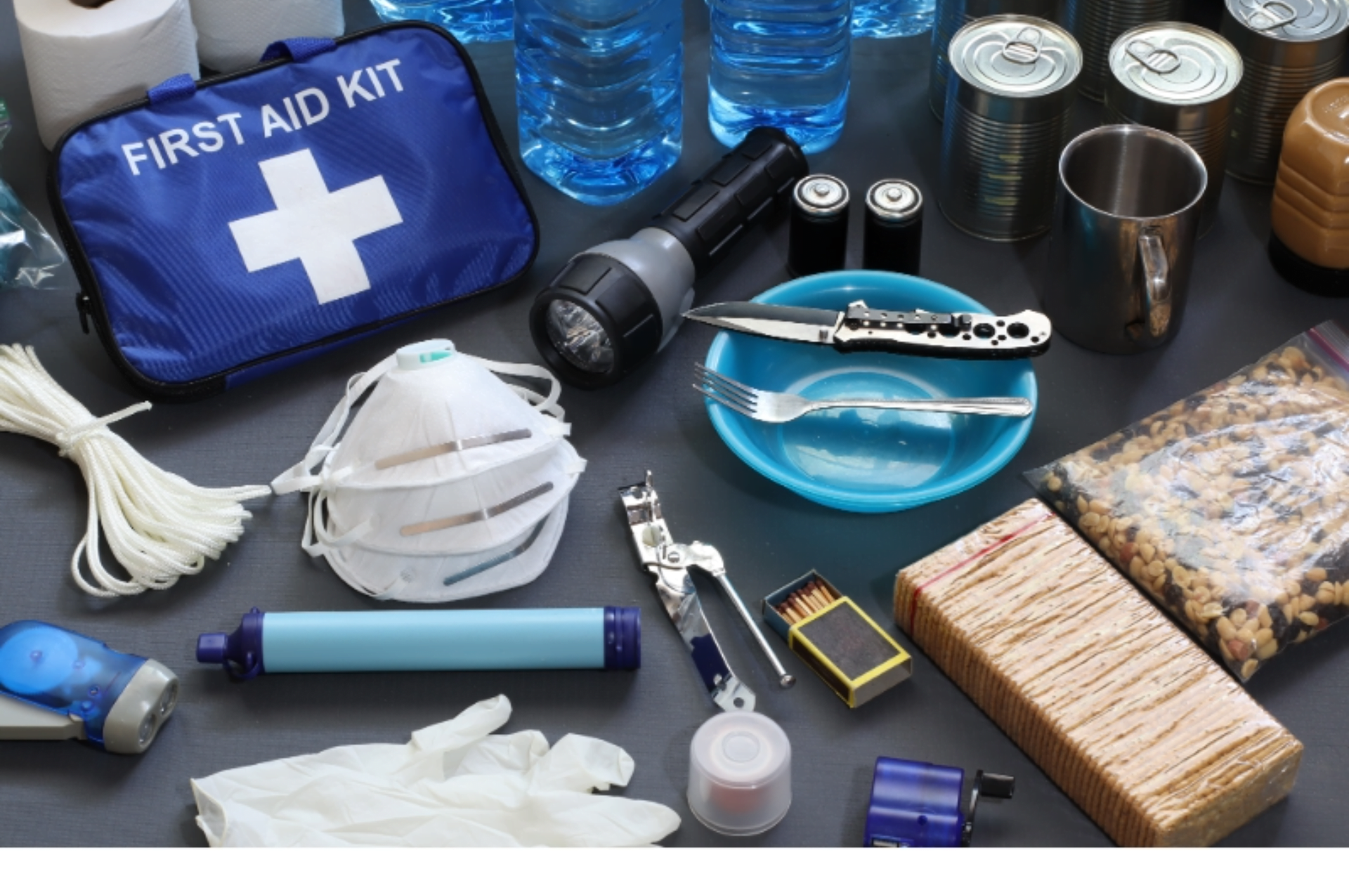 A first aid kit is sitting on top of a table.