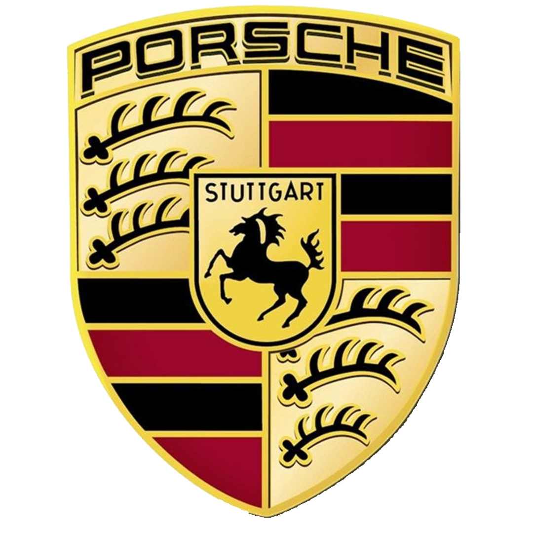 A porsche logo with a horse on it