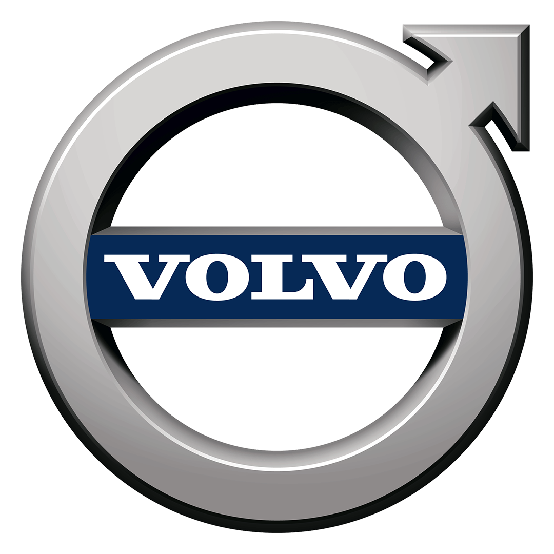 A volvo logo with an arrow pointing to the right