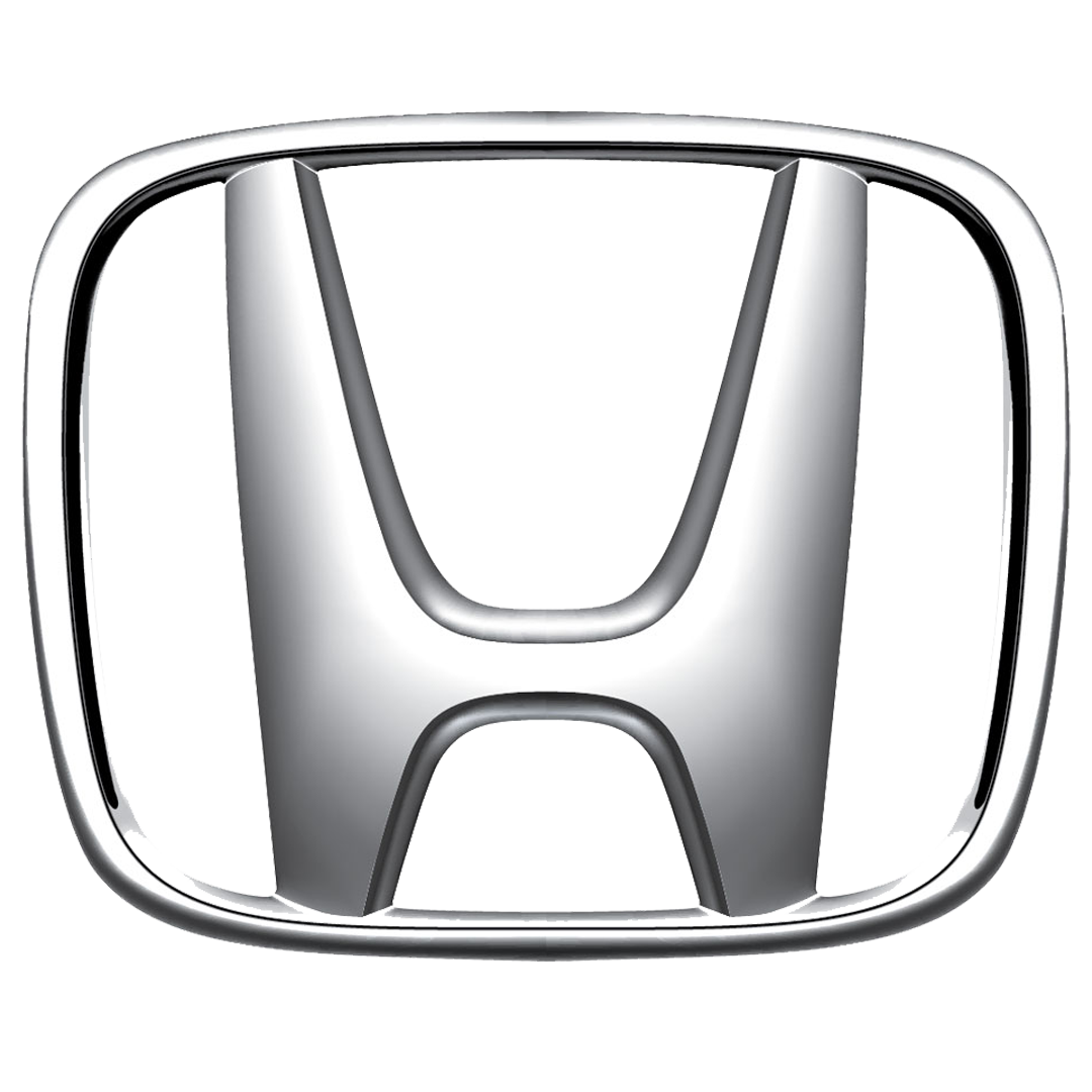 A silver honda logo on a white background.