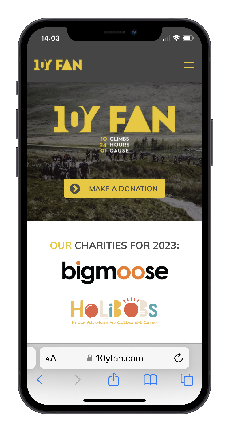 eCommerce Website Design Portfolio | 10 Y Fan Charity