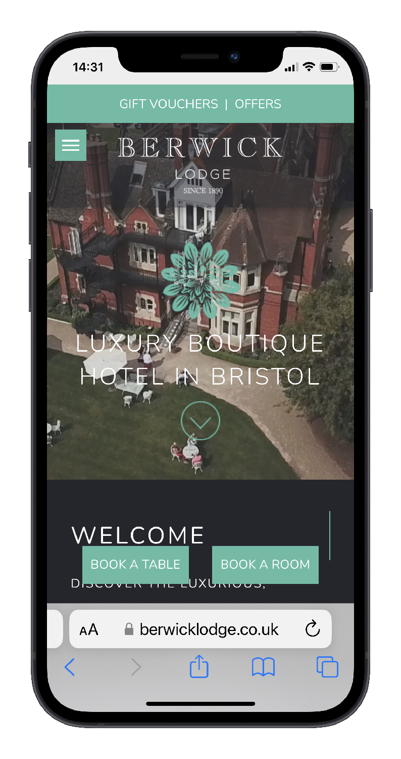 Berwick Lodge, Hotel Website Design Bristol