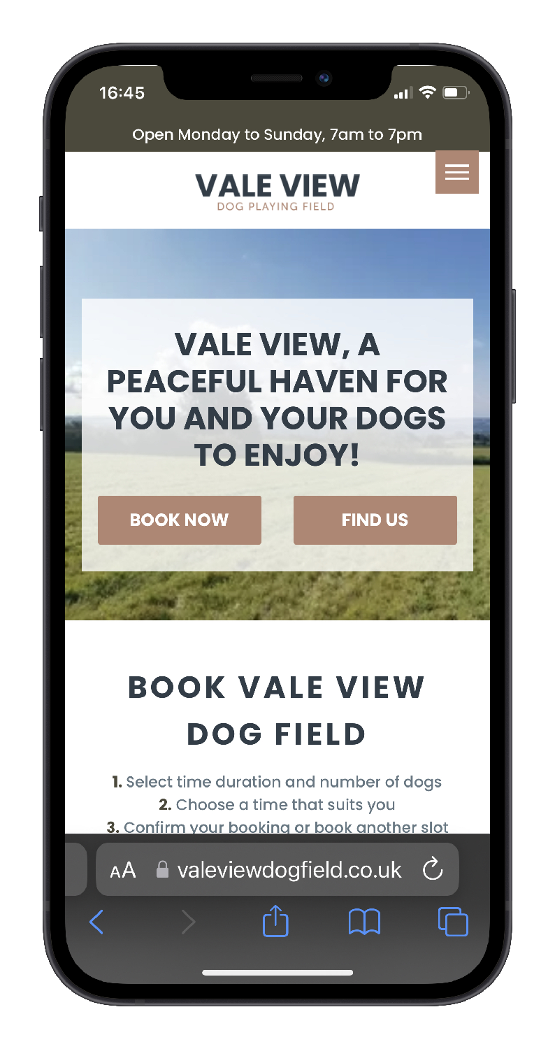 Website Booking System Case Study | Vale View Dog Field